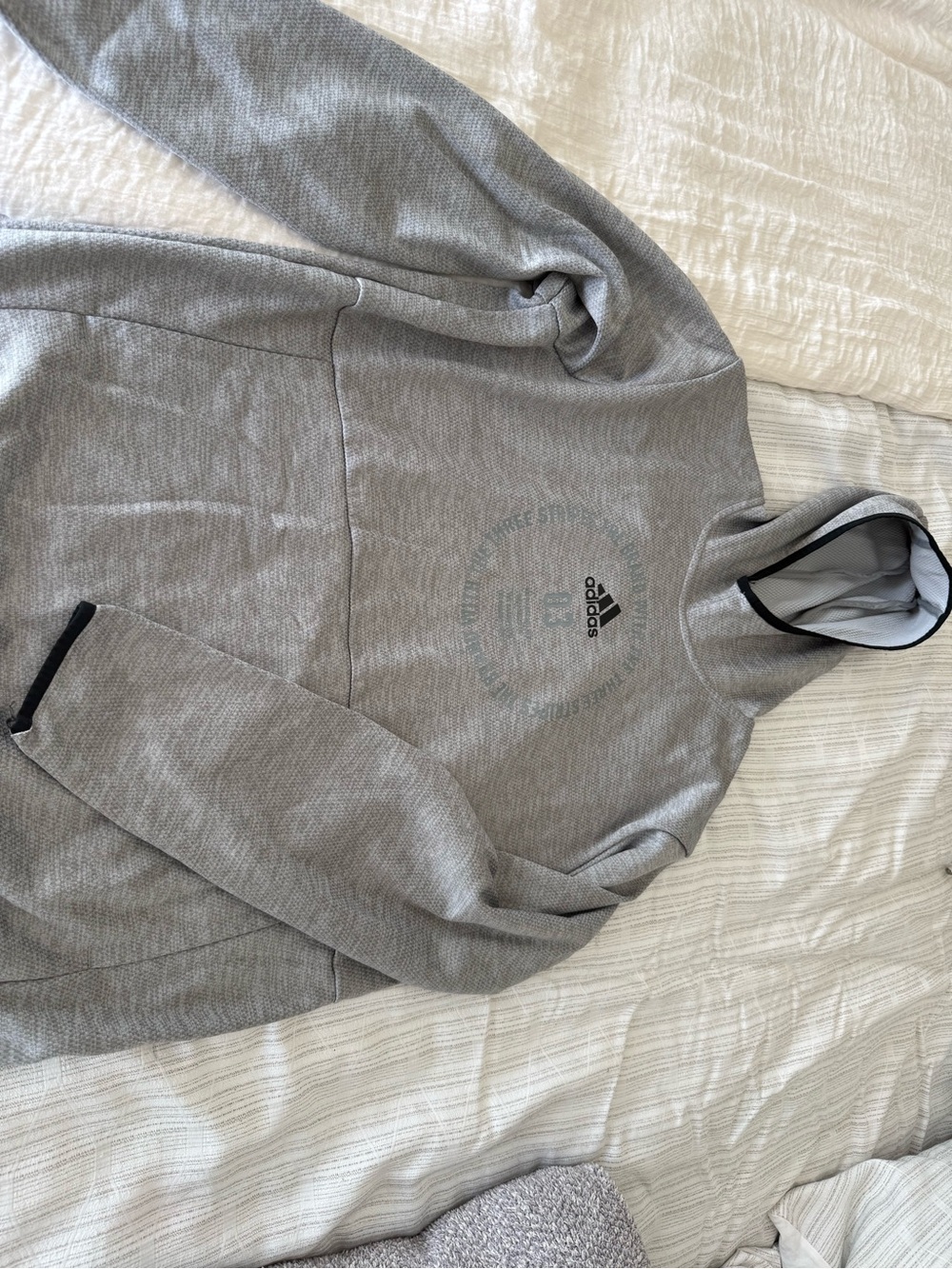 adidas Light Gray Pullover Hoodie with Logo